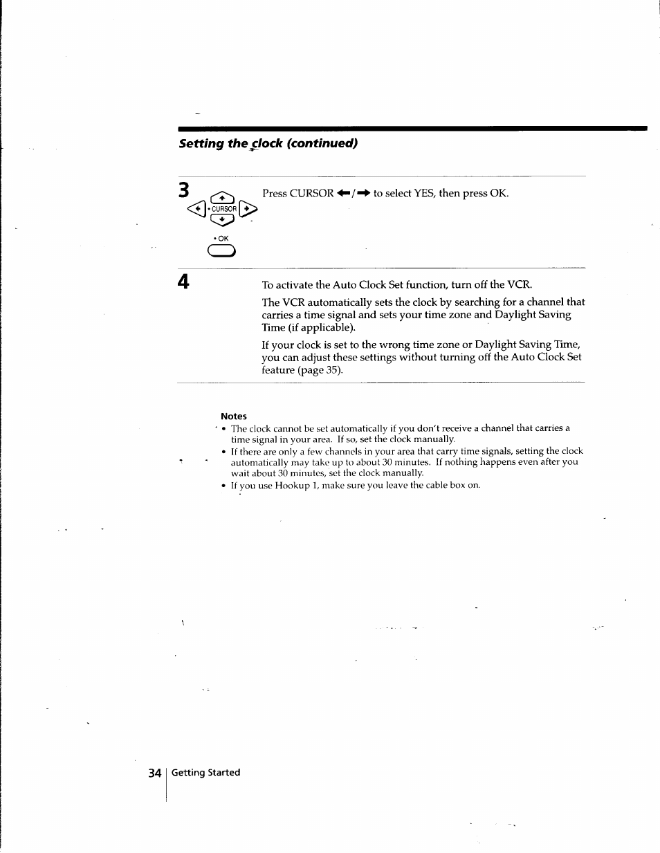 Setting the clock (continued) | Sony SLV-998HF User Manual | Page 34 / 100