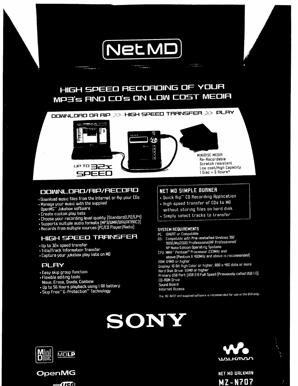 Sony MZ-N707 User Manual | 1 page