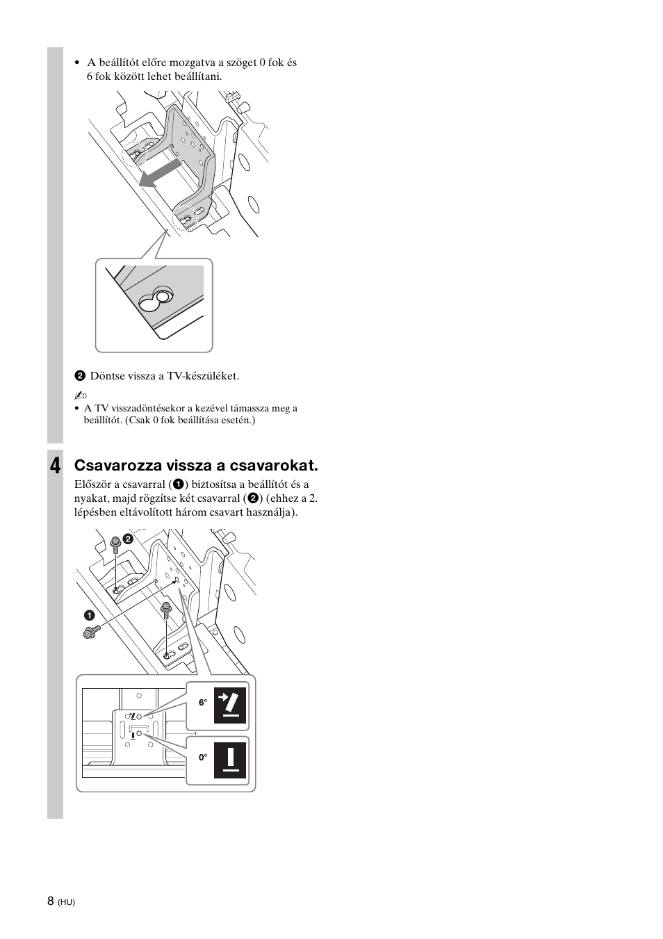 Csavarozza vissza a csavarokat | Sony SU-52HX1 User Manual | Page 128 / 220