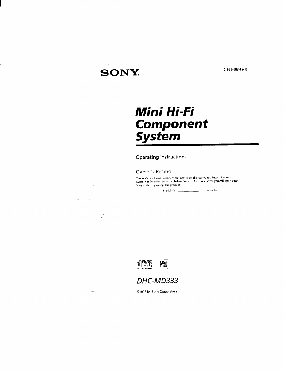 Sony DHC-MD333 User Manual | 60 pages