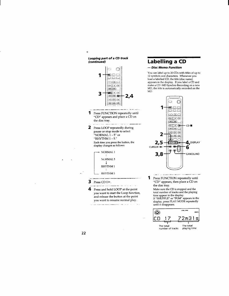 Labelling a cd | Sony DHC-MD333 User Manual | Page 22 / 60