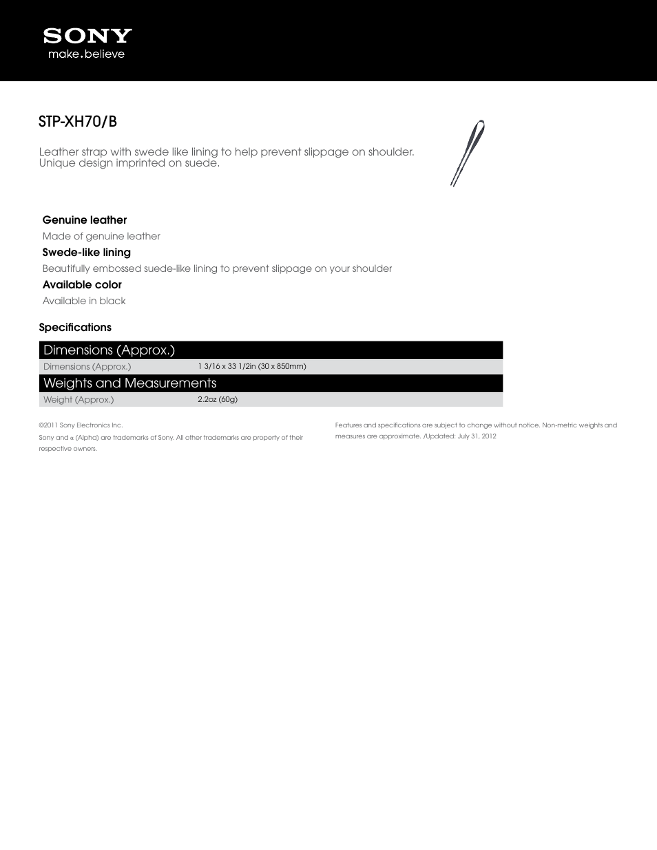 Sony STP-XH70 User Manual | 1 page