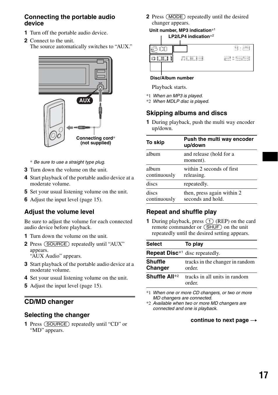 Cd/md changer | Sony CDX-GT920U User Manual | Page 17 / 56