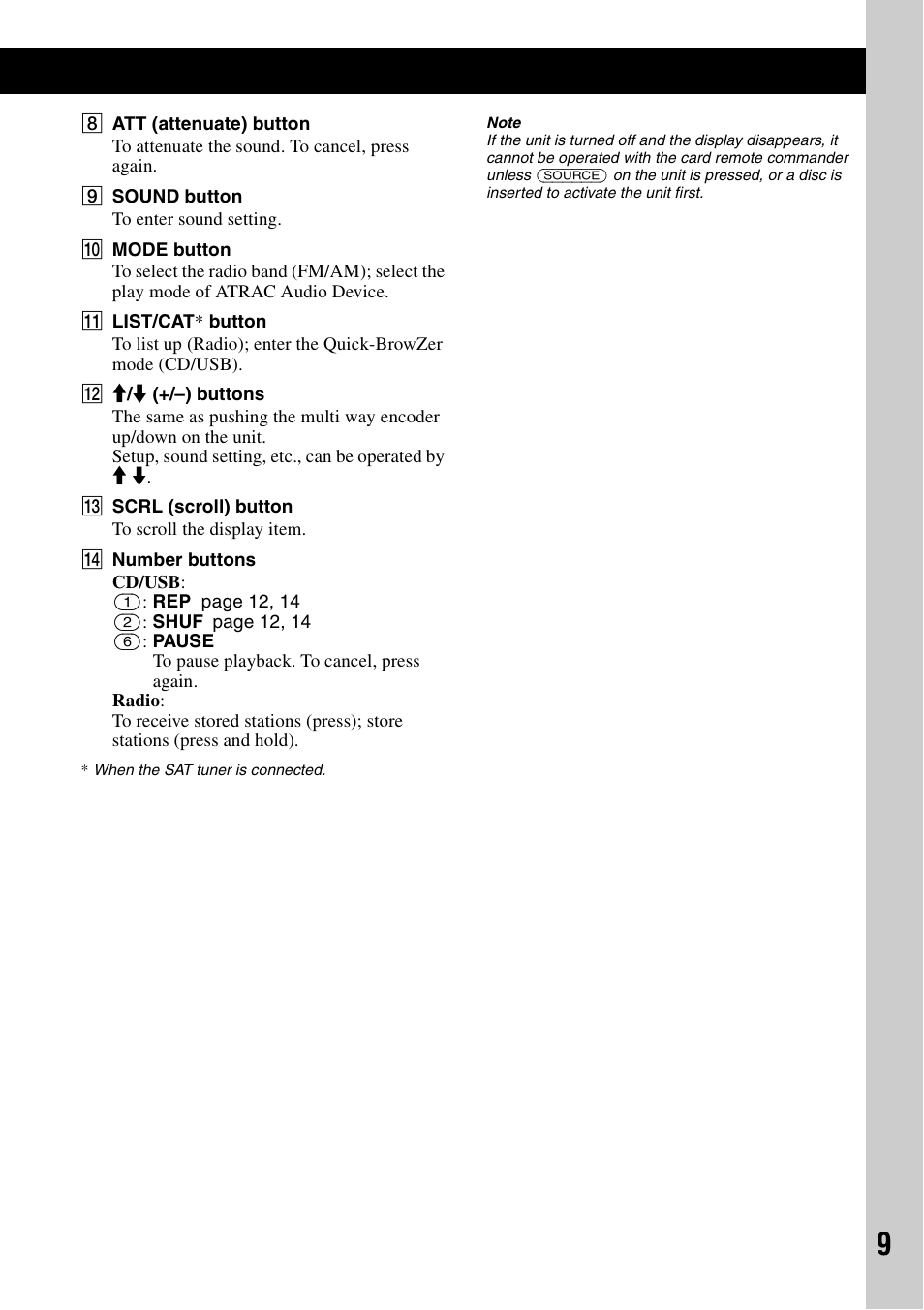 Sony CDX-GT920U User Manual | Page 9 / 56