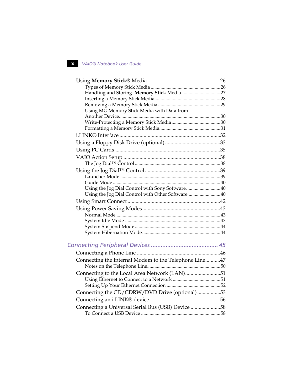 Sony PCG-SR5K User Manual | Page 10 / 110