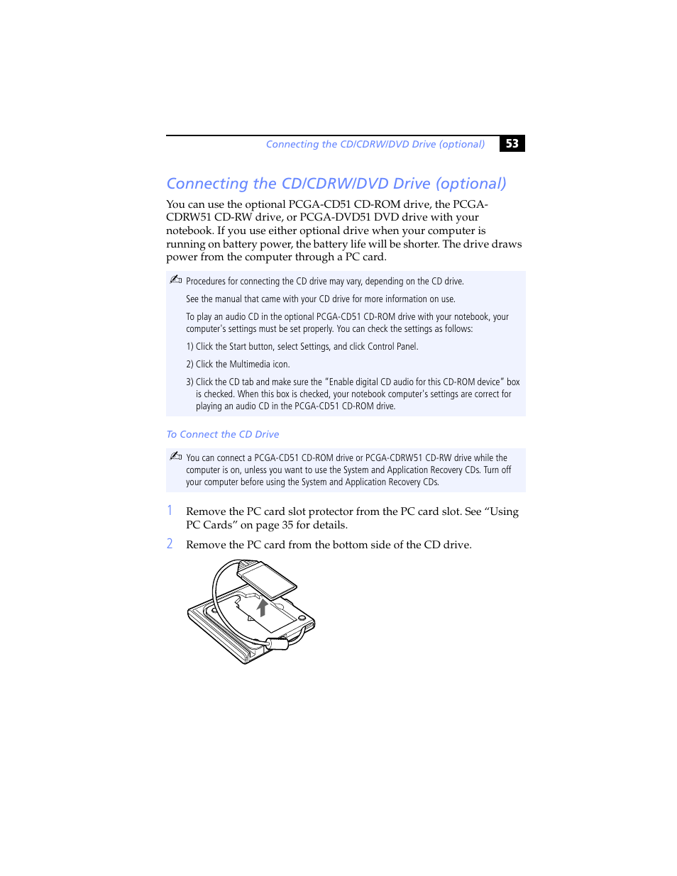 Connecting the cd/cdrw/dvd drive (optional) | Sony PCG-SR5K User Manual | Page 65 / 110