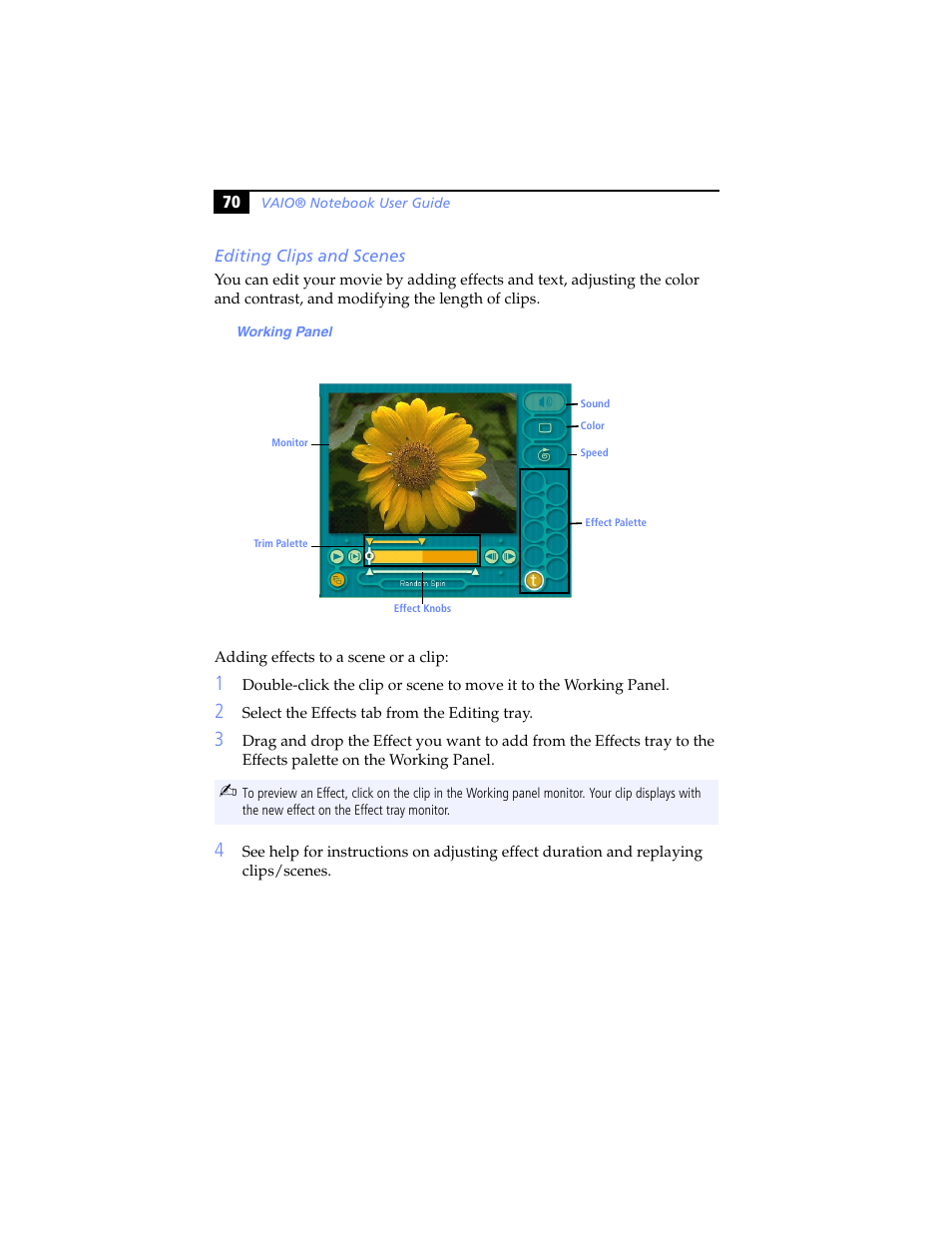 Editing clips and scenes | Sony PCG-SR5K User Manual | Page 82 / 110