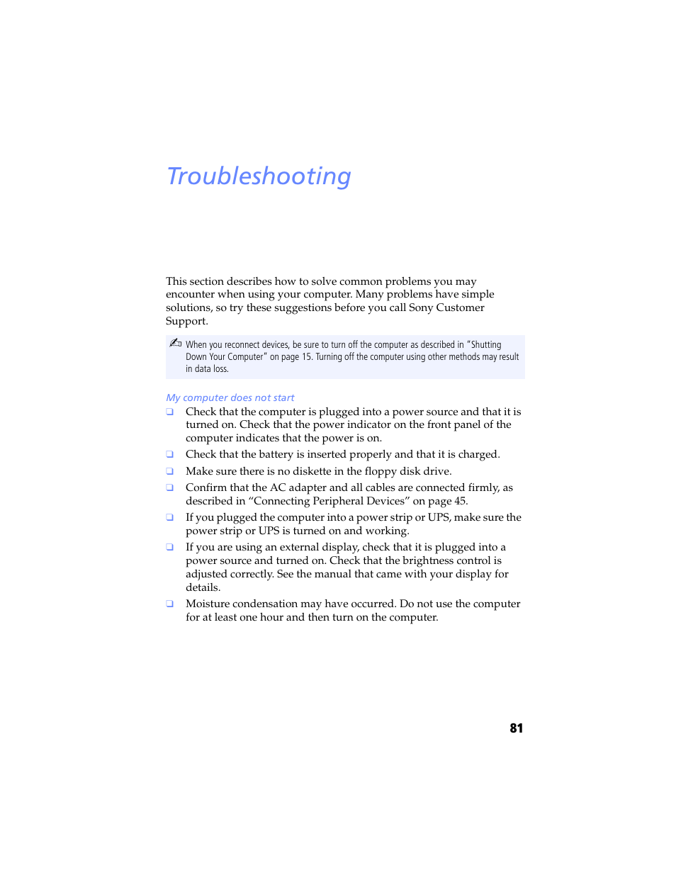 Troubleshooting | Sony PCG-SR5K User Manual | Page 93 / 110