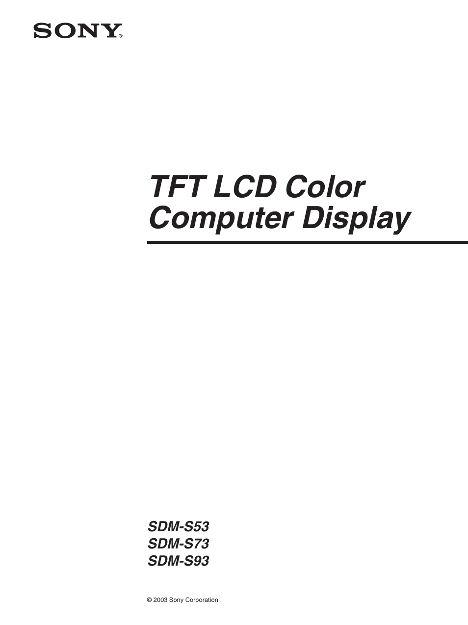 Sony SDM-S93 User Manual | 22 pages