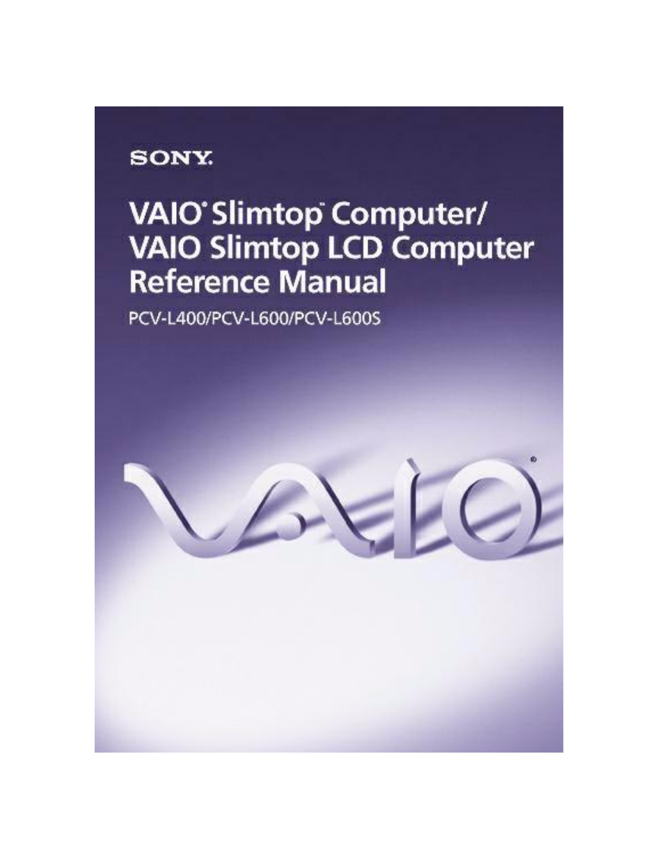 Sony PCV-L400 User Manual | 106 pages