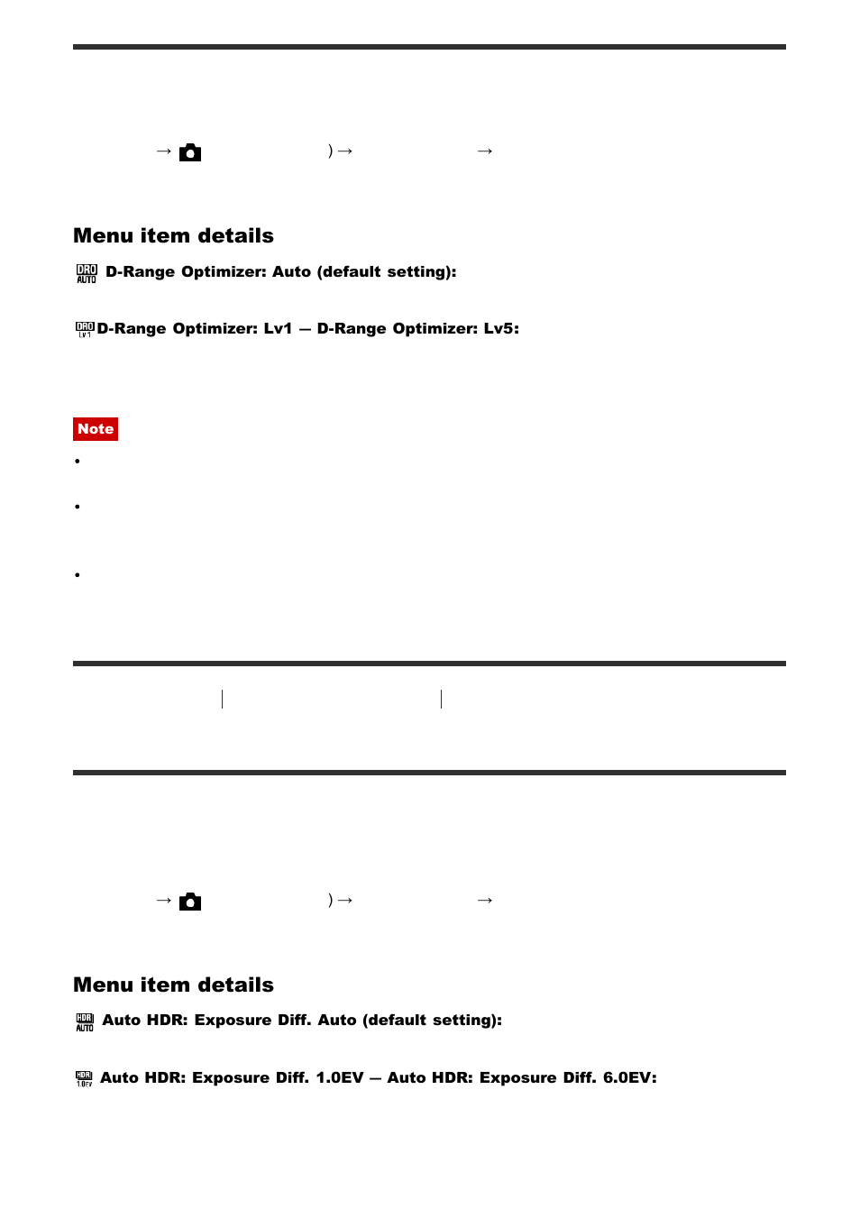 Auto hdr [117, Auto hdr, Menu item details | Sony ILCA-77M2 User Manual | Page 101 / 205