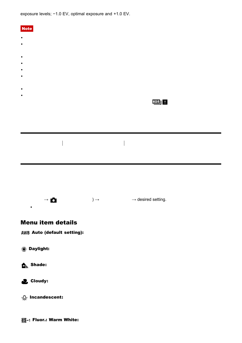 White balance [118, White balance, Menu item details | Sony ILCA-77M2 User Manual | Page 102 / 205