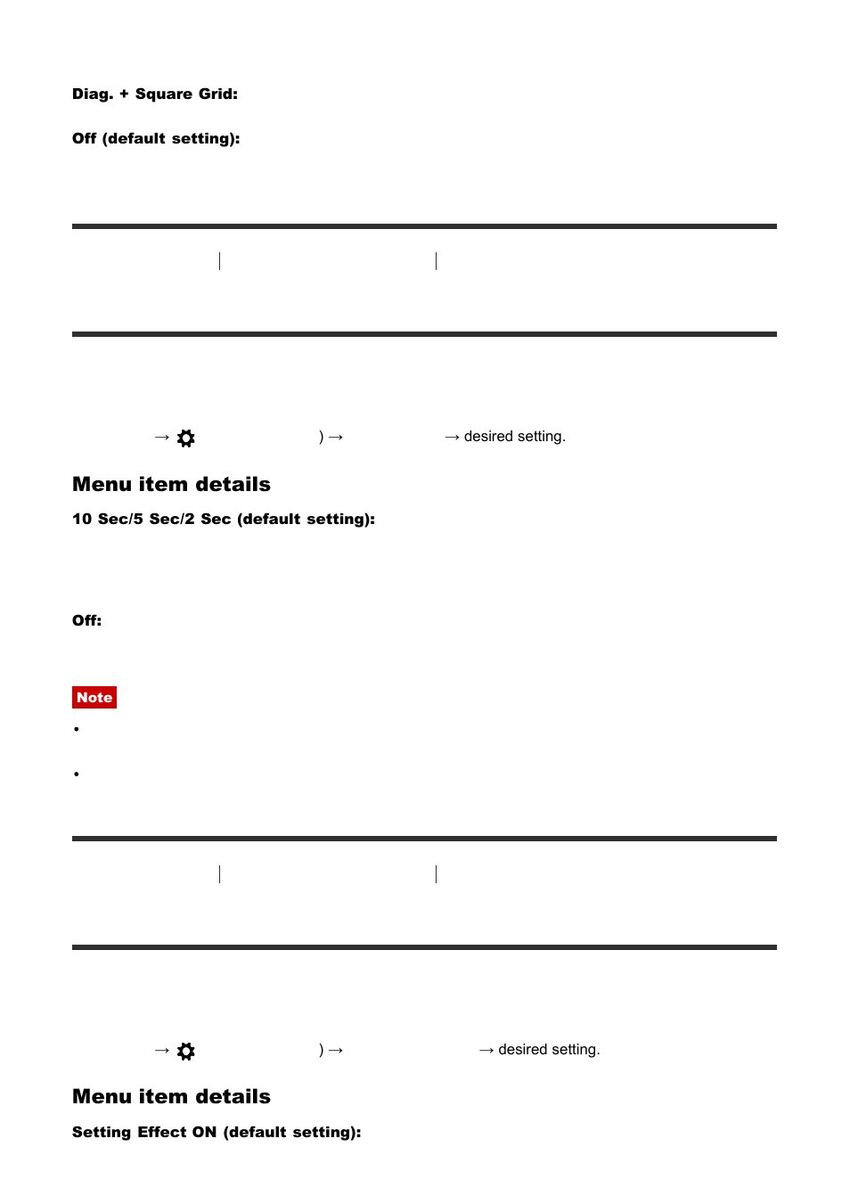 Auto review [159, Live view display [160, Auto review | Live view display, Menu item details | Sony ILCA-77M2 User Manual | Page 125 / 205