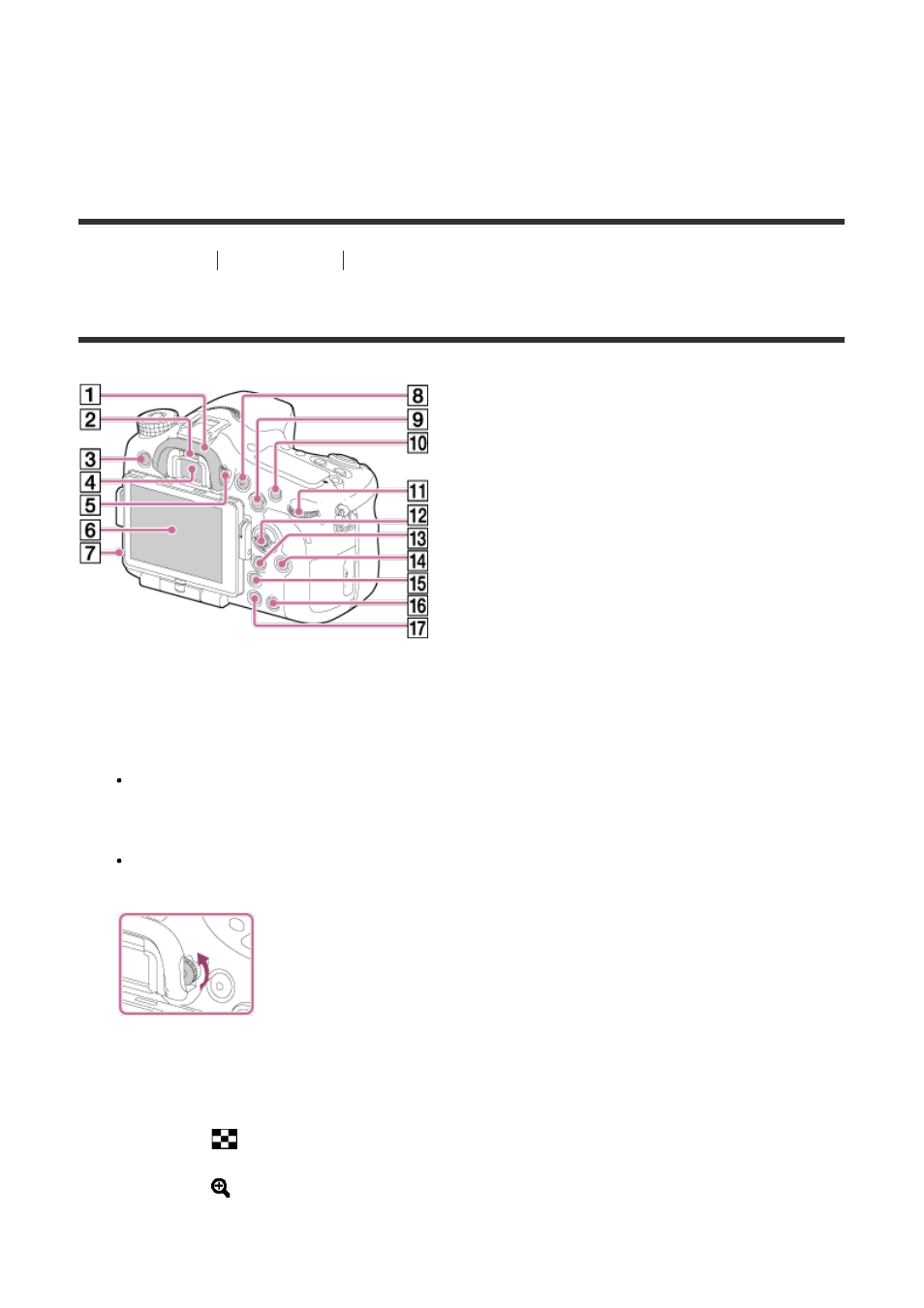 Identifying parts (rear side) [3, Identifying parts (rear side) | Sony ILCA-77M2 User Manual | Page 17 / 205