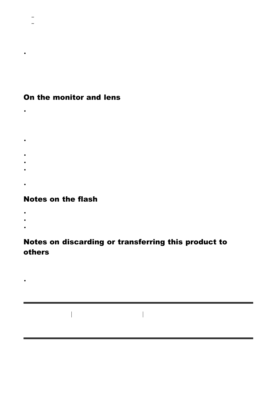 On the internal rechargeable battery [257, On the internal rechargeable battery, On the monitor and lens | Sony ILCA-77M2 User Manual | Page 179 / 205