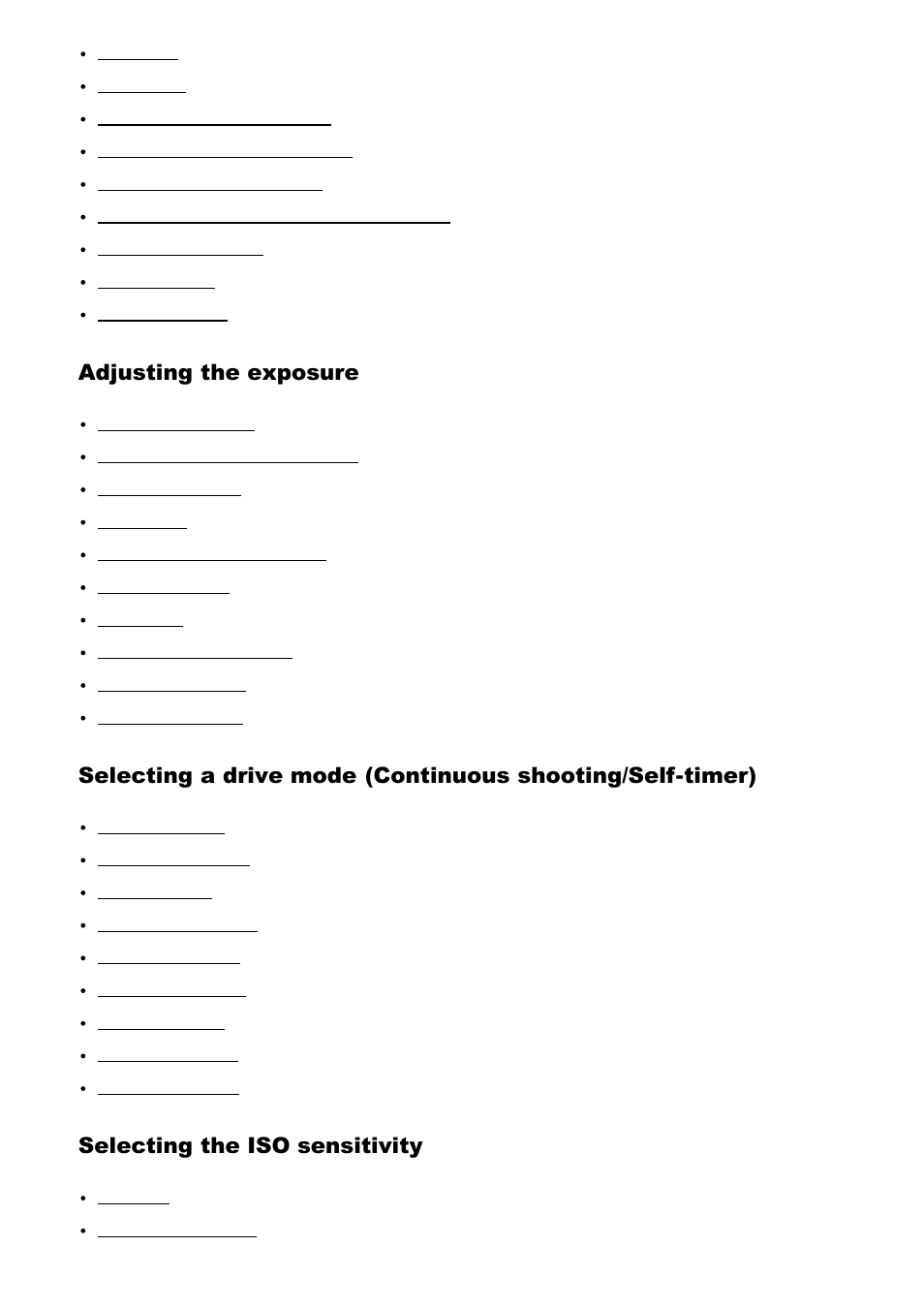 Adjusting the exposure, Selecting the iso sensitivity | Sony ILCA-77M2 User Manual | Page 5 / 205