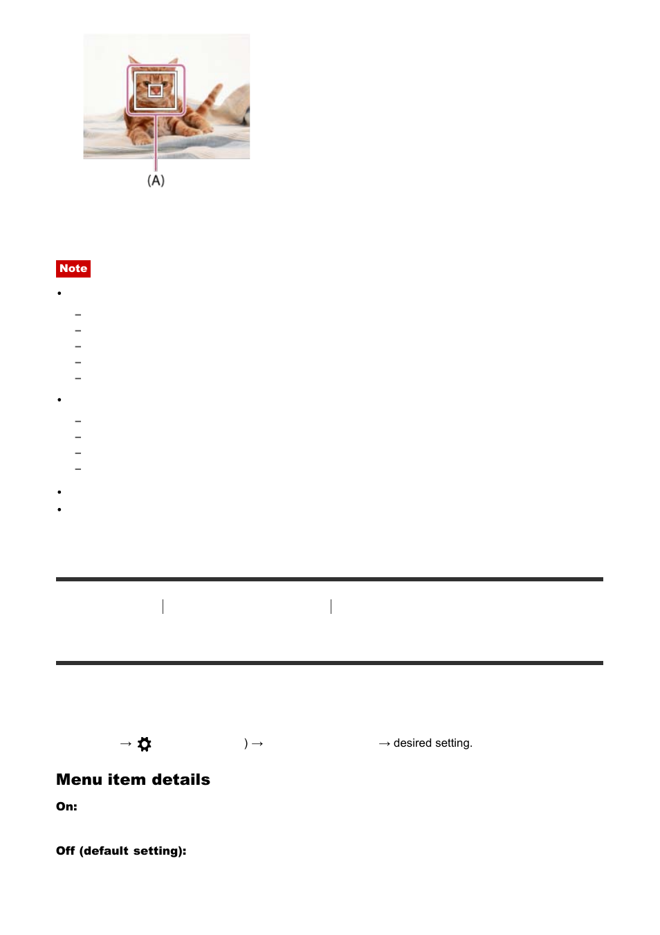 Af area auto clear [69, Af area points [70, Af area auto clear | Menu item details | Sony ILCA-77M2 User Manual | Page 74 / 205