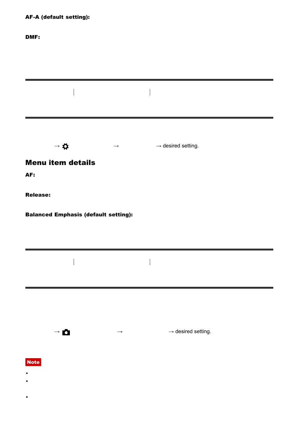 Priority setup [93, Exposure comp. [94, Priority setup | Exposure comp, Menu item details | Sony ILCA-77M2 User Manual | Page 87 / 205