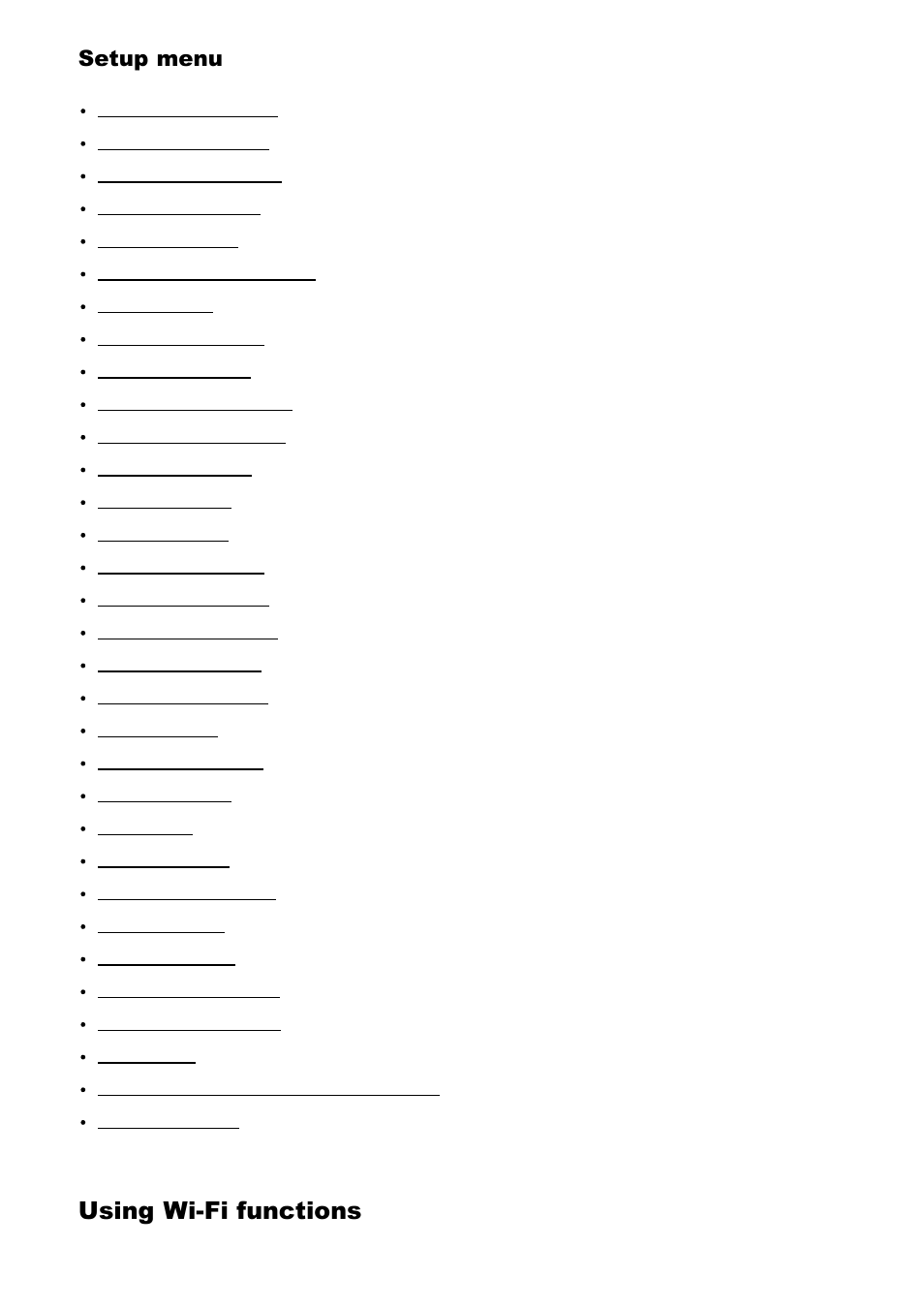 Using wi-fi functions, Setup menu | Sony ILCA-77M2 User Manual | Page 9 / 205