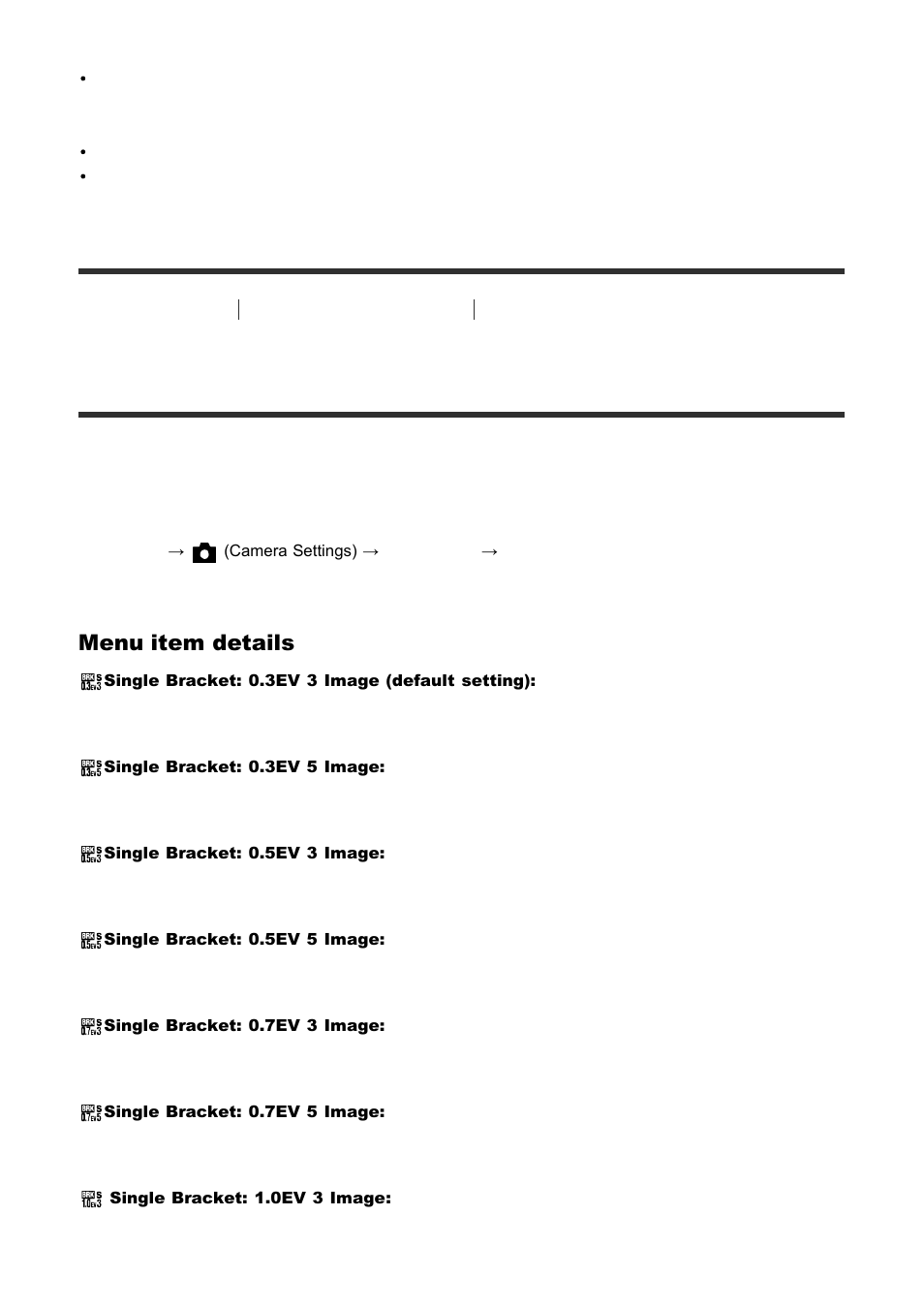 Single bracket [109, Single bracket, Menu item details | Sony ILCA-77M2 User Manual | Page 96 / 205