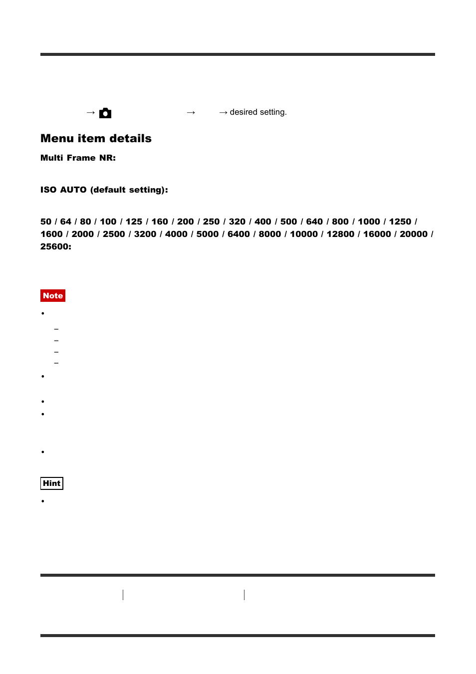 Multi frame nr [114, Multi frame nr, Menu item details | Sony ILCA-77M2 User Manual | Page 99 / 205