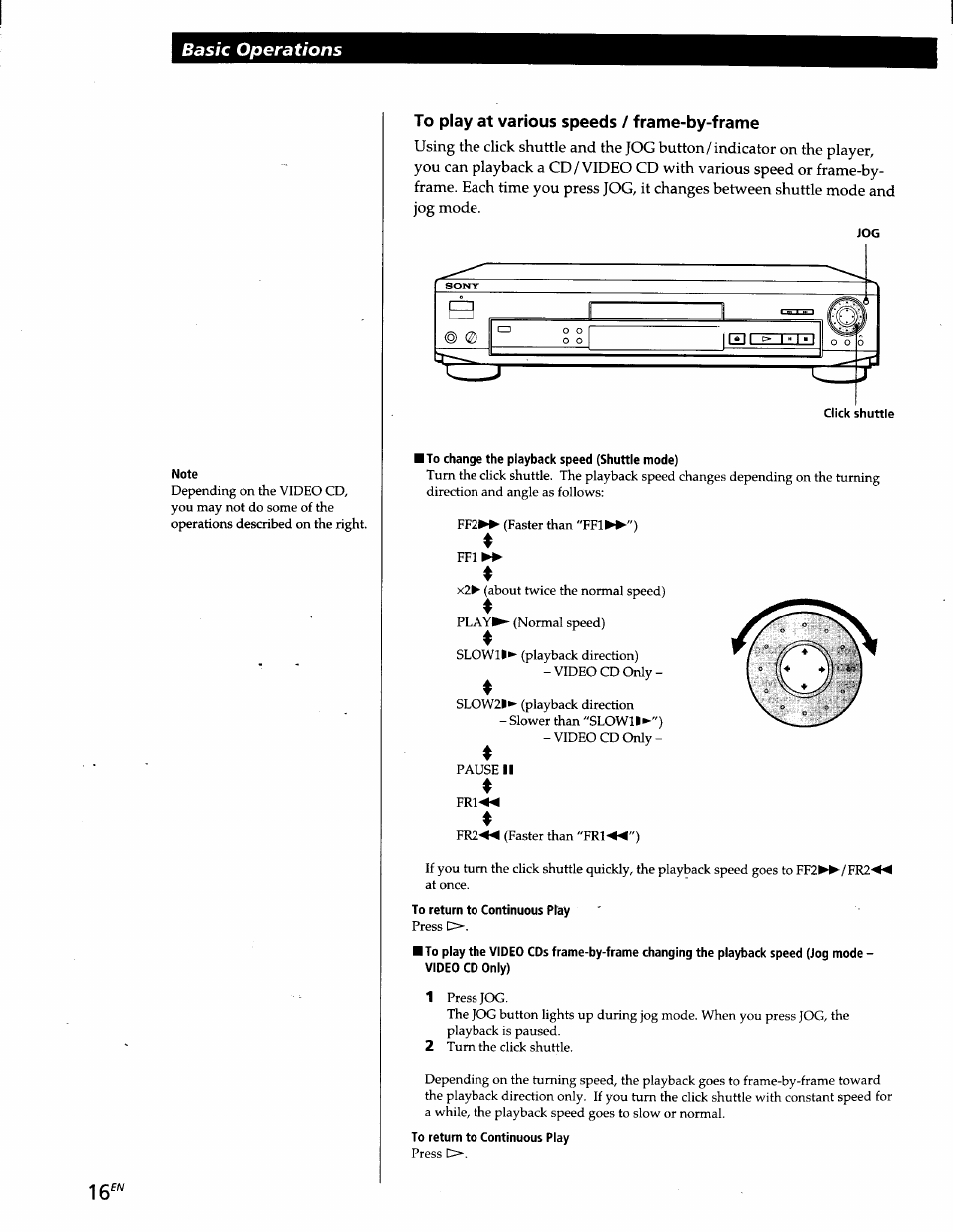 Basic operations | Sony DVP-S300 User Manual | Page 16 / 45