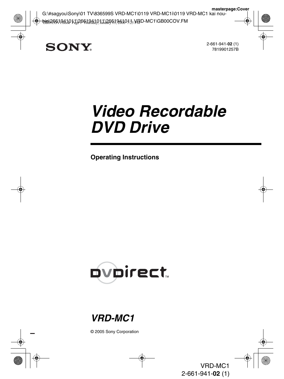 Sony VRD-MC1 User Manual | 56 pages