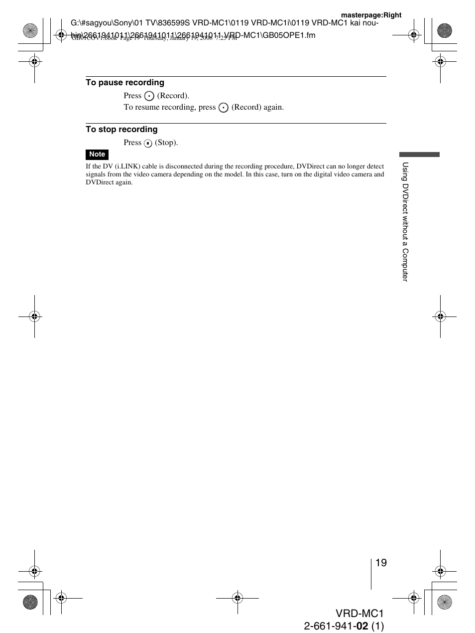 Sony VRD-MC1 User Manual | Page 19 / 56