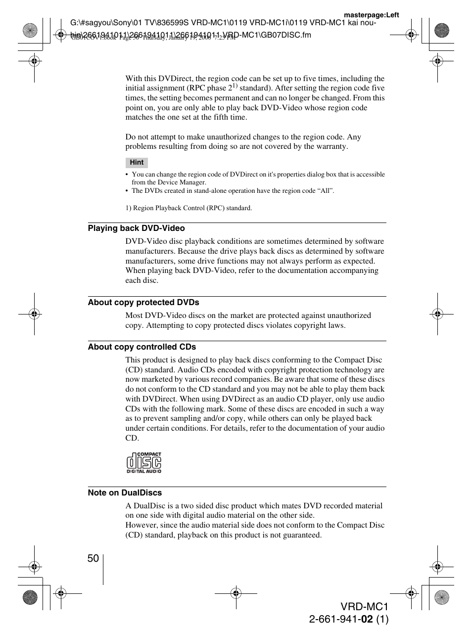 Sony VRD-MC1 User Manual | Page 50 / 56