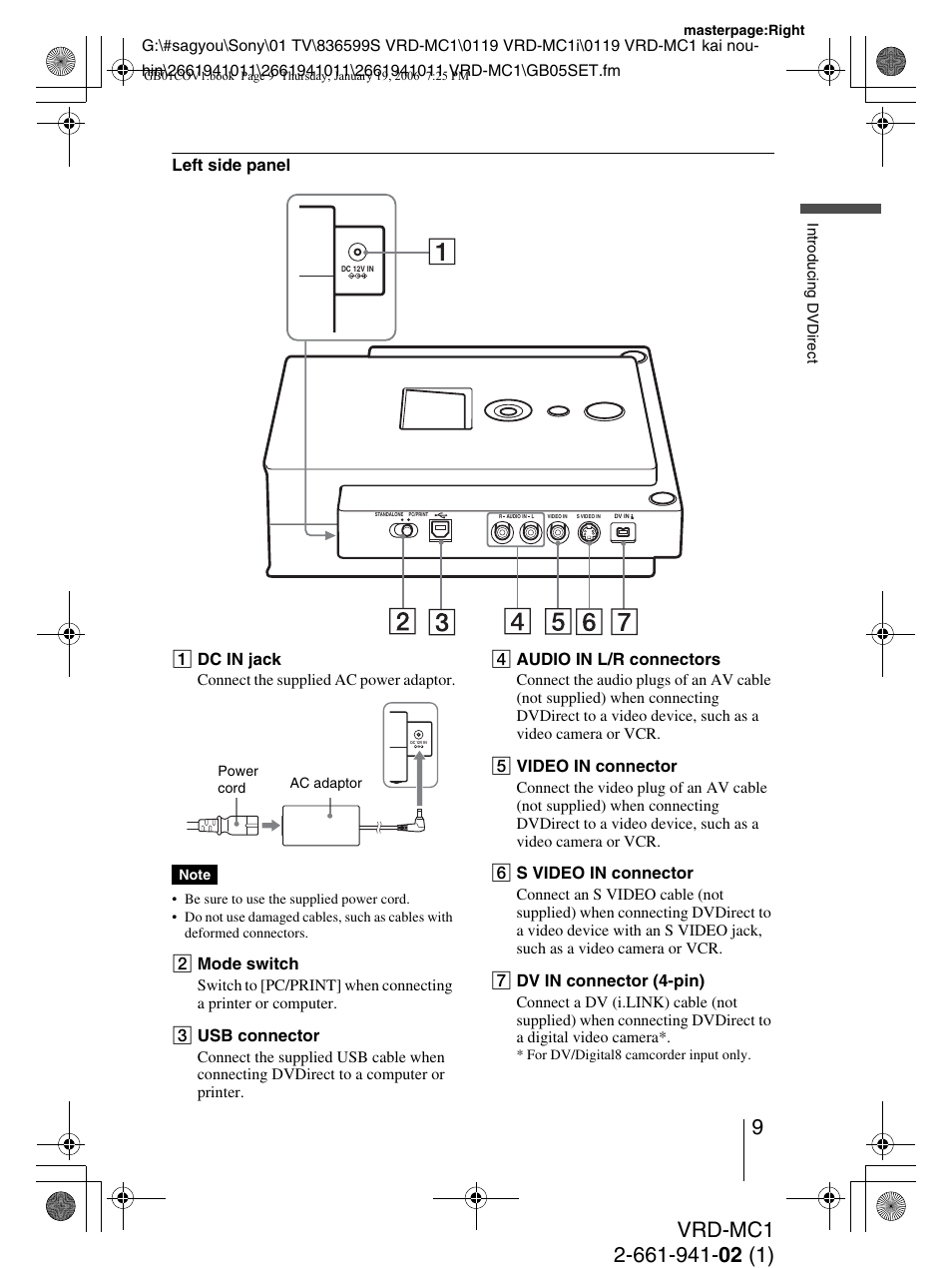 Sony VRD-MC1 User Manual | Page 9 / 56