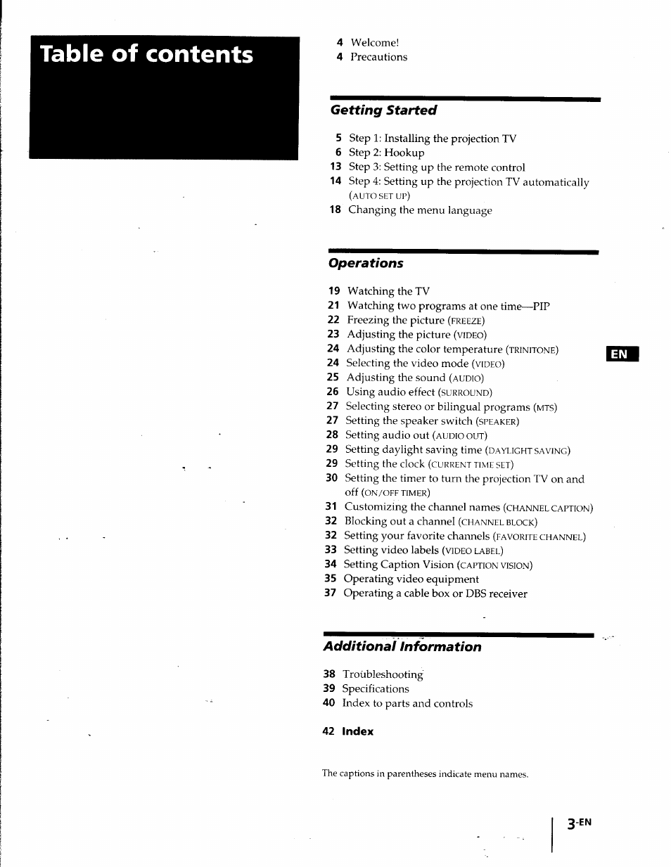 Sony KP-41T35 User Manual | Page 3 / 84