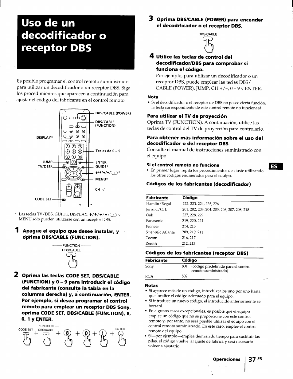 Uso de un decodificador o receptor dbs | Sony KP-41T35 User Manual | Page 79 / 84