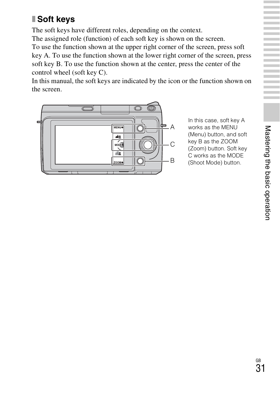 Xsoft keys | Sony NEX-F3 User Manual | Page 31 / 94