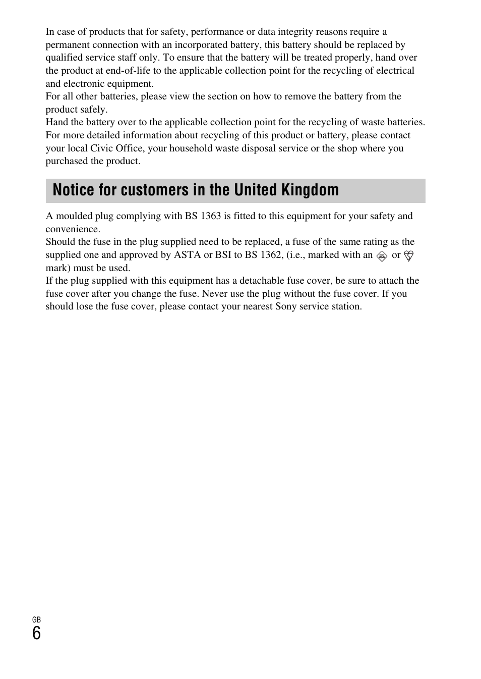 Notice for customers in the united kingdom | Sony NEX-F3 User Manual | Page 6 / 94