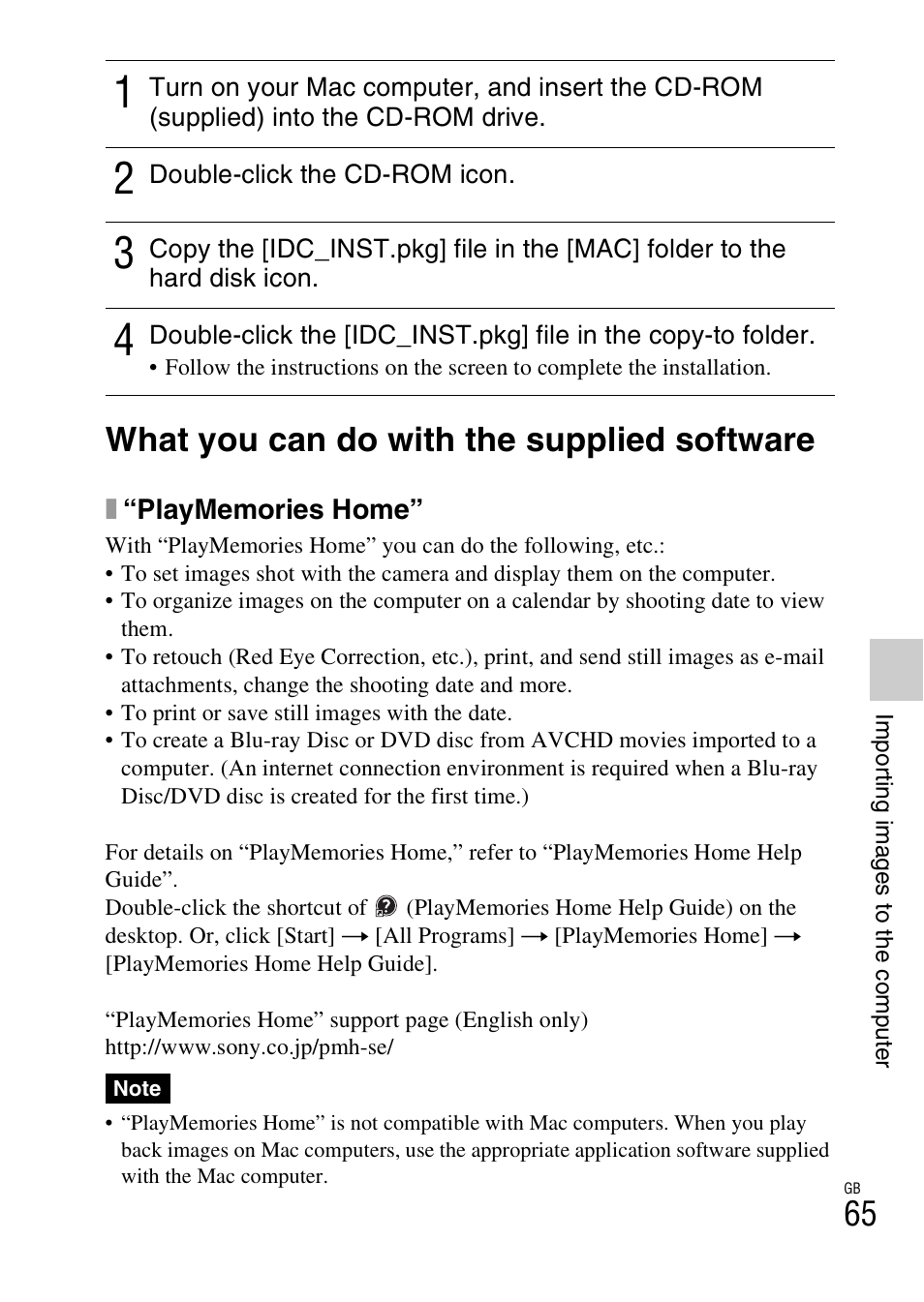 What you can do with the supplied software | Sony NEX-F3 User Manual | Page 65 / 94
