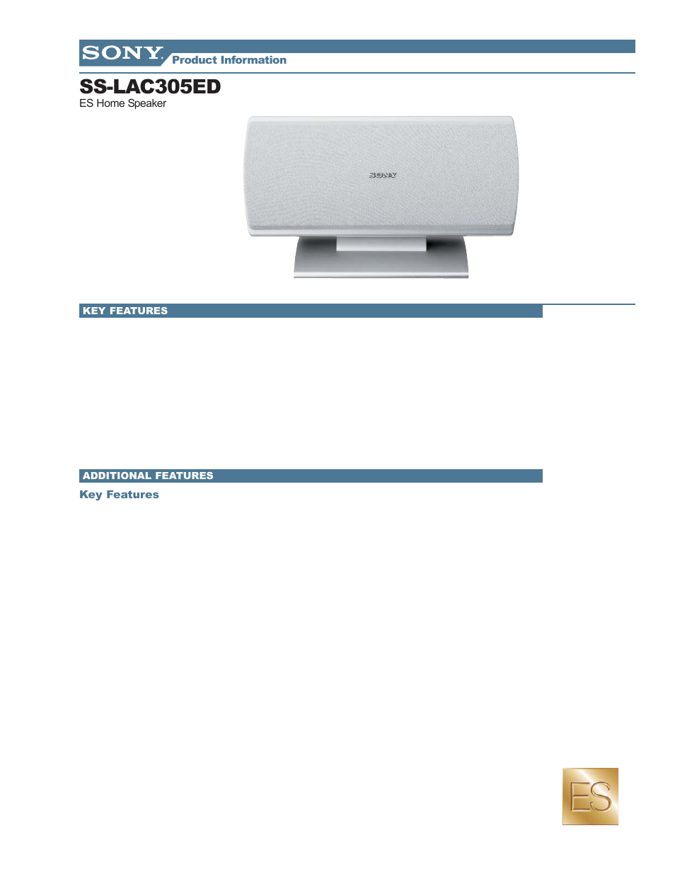 Sony SS-LAC305ED User Manual | 2 pages
