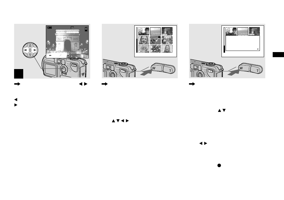 Viewing index (nine or three images display), Viewing index, Nine or three images display) | Sony DSC-P9 User Manual | Page 31 / 104