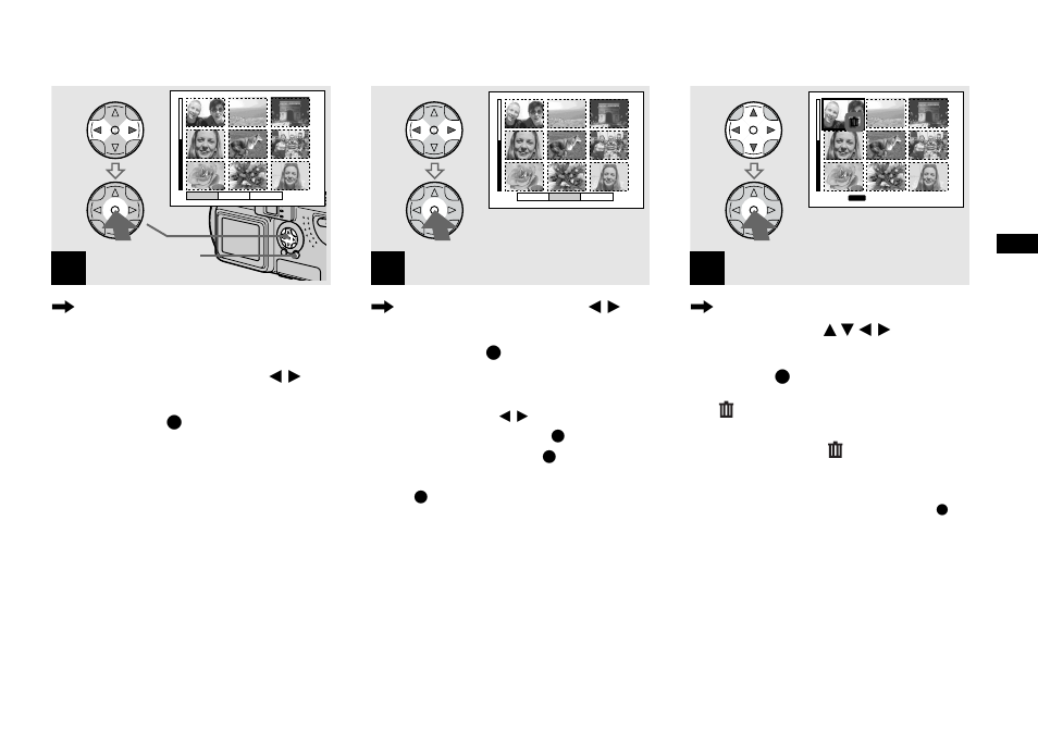 Deleting on the index (nine images) screen, Deleting on the index, Nine images) screen | Sony DSC-P9 User Manual | Page 35 / 104