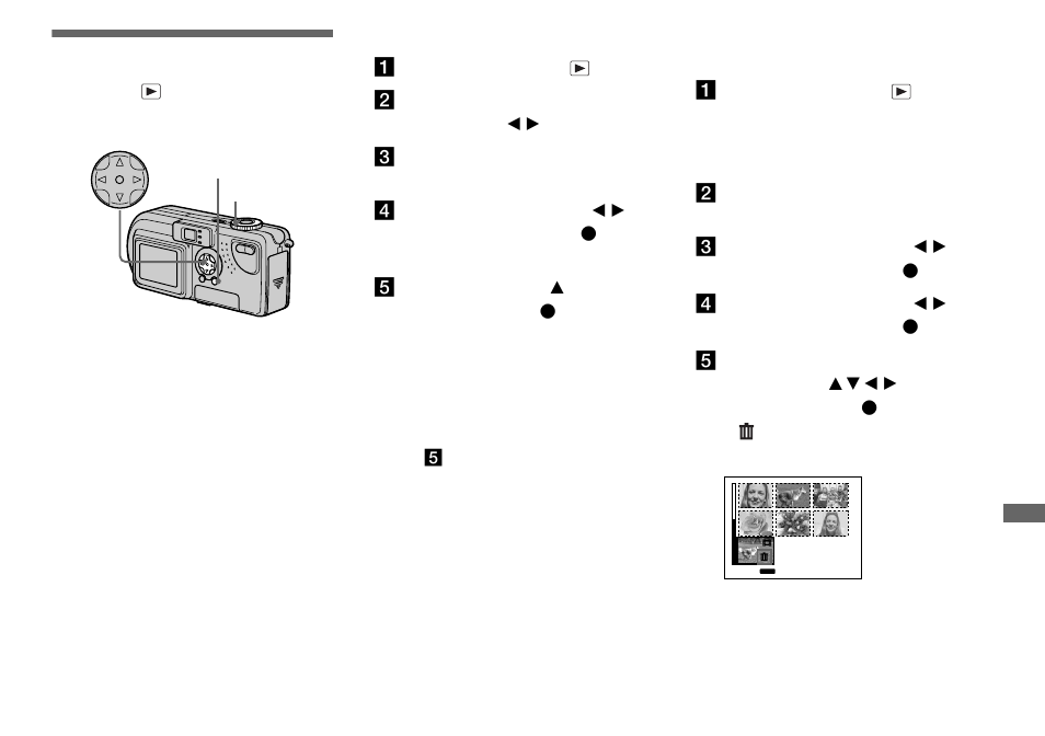 Deleting movies, For the single screen, For the index (nine images) screen | Sony DSC-P9 User Manual | Page 71 / 104