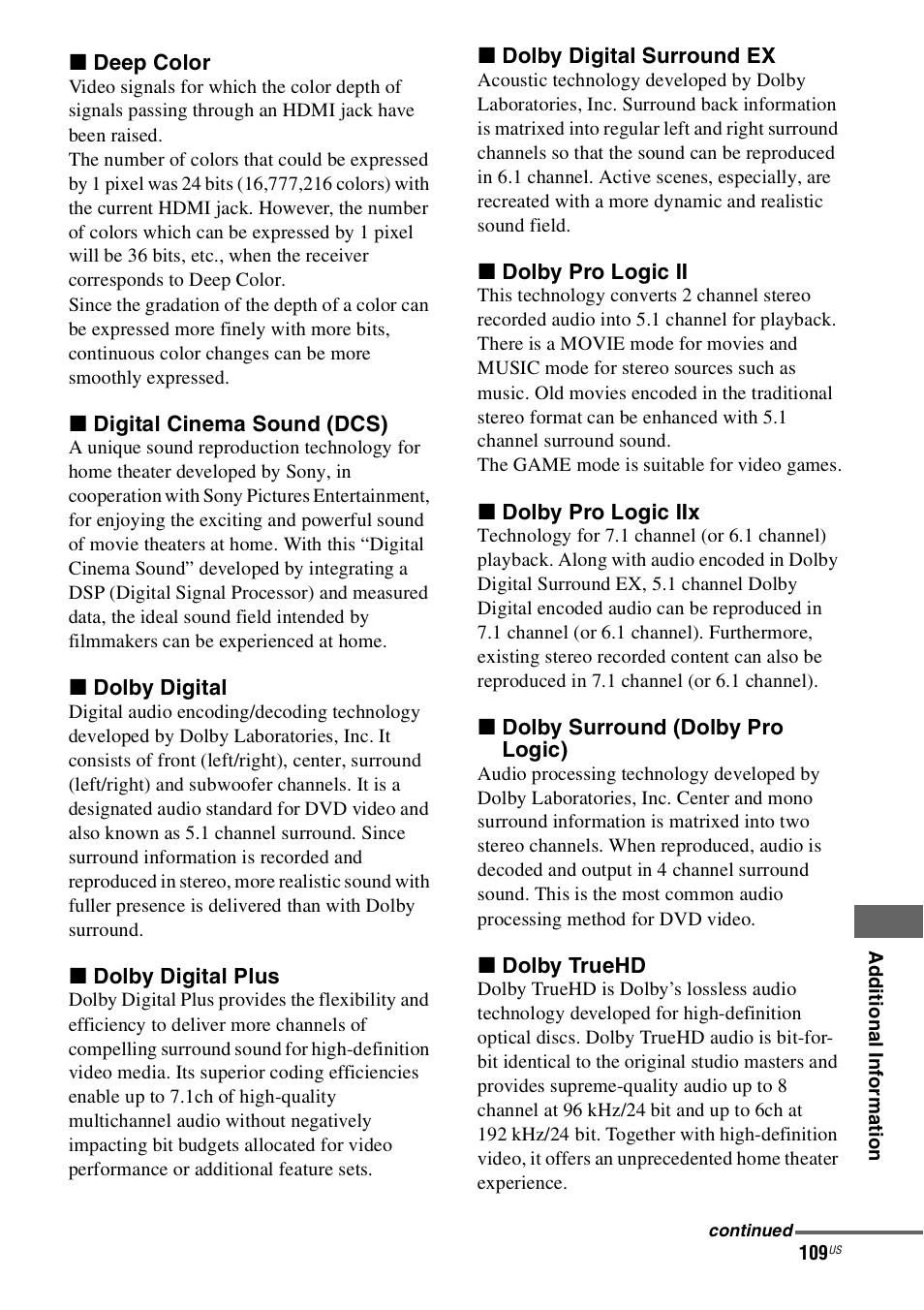 Sony STR-DH800 User Manual | Page 109 / 124
