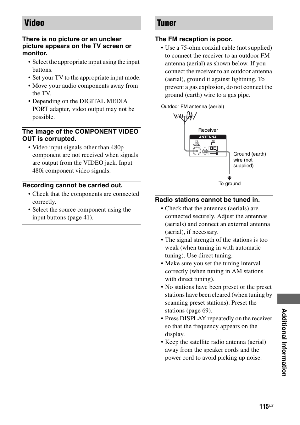 Video tuner | Sony STR-DH800 User Manual | Page 115 / 124