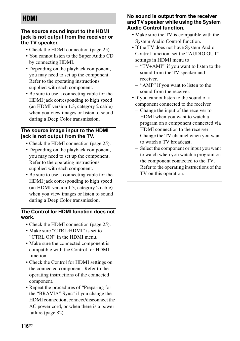 Hdmi | Sony STR-DH800 User Manual | Page 116 / 124