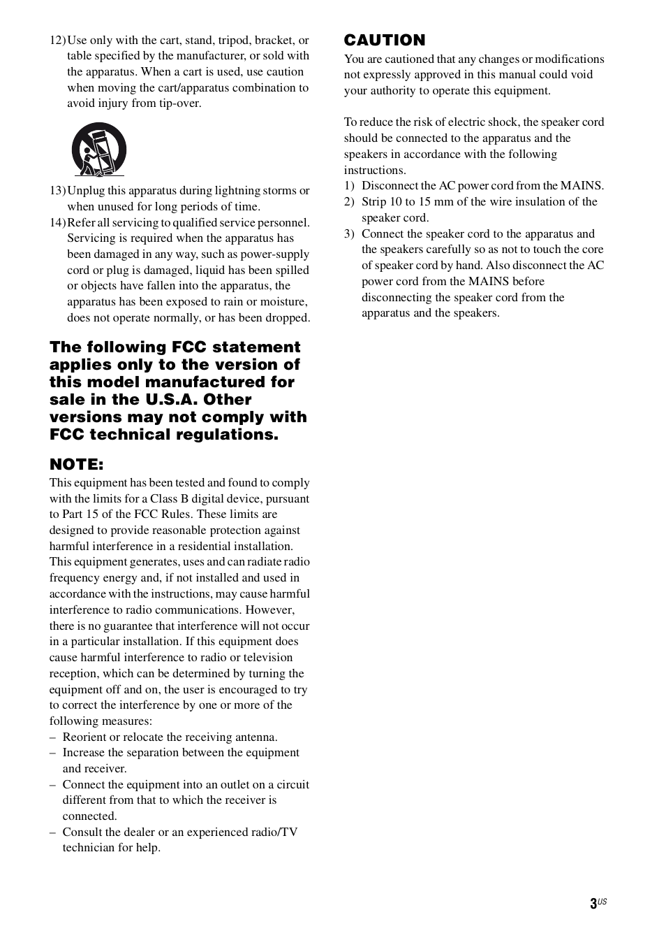 Caution | Sony STR-DH800 User Manual | Page 3 / 124