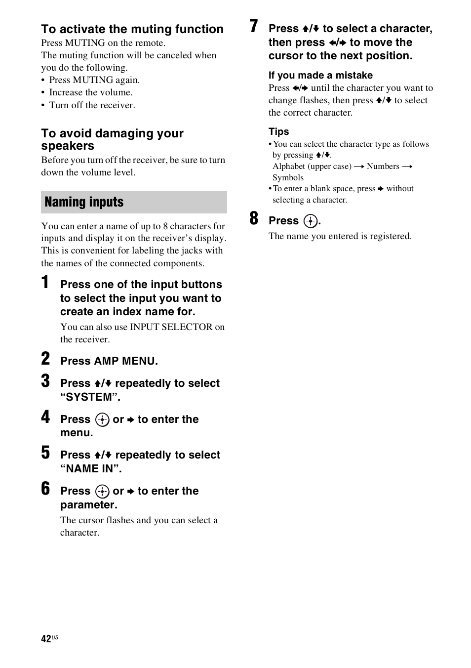 Naming inputs | Sony STR-DH800 User Manual | Page 42 / 124