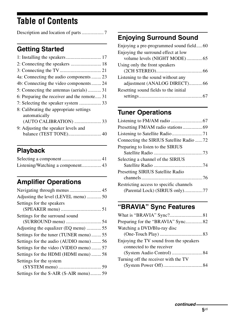 Sony STR-DH800 User Manual | Page 5 / 124