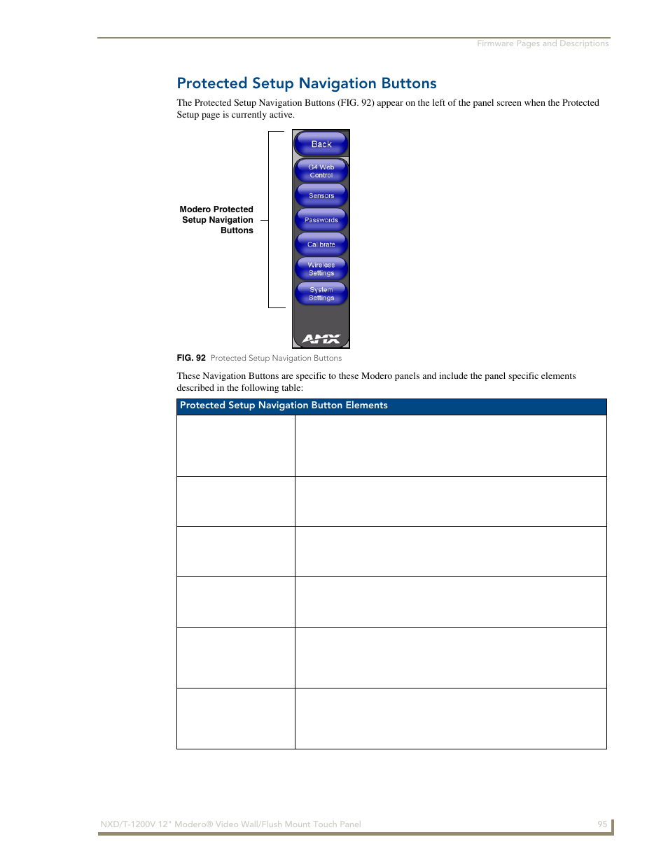 Protected setup navigation buttons | AMX Modero NXT-1200V User Manual | Page 107 / 178