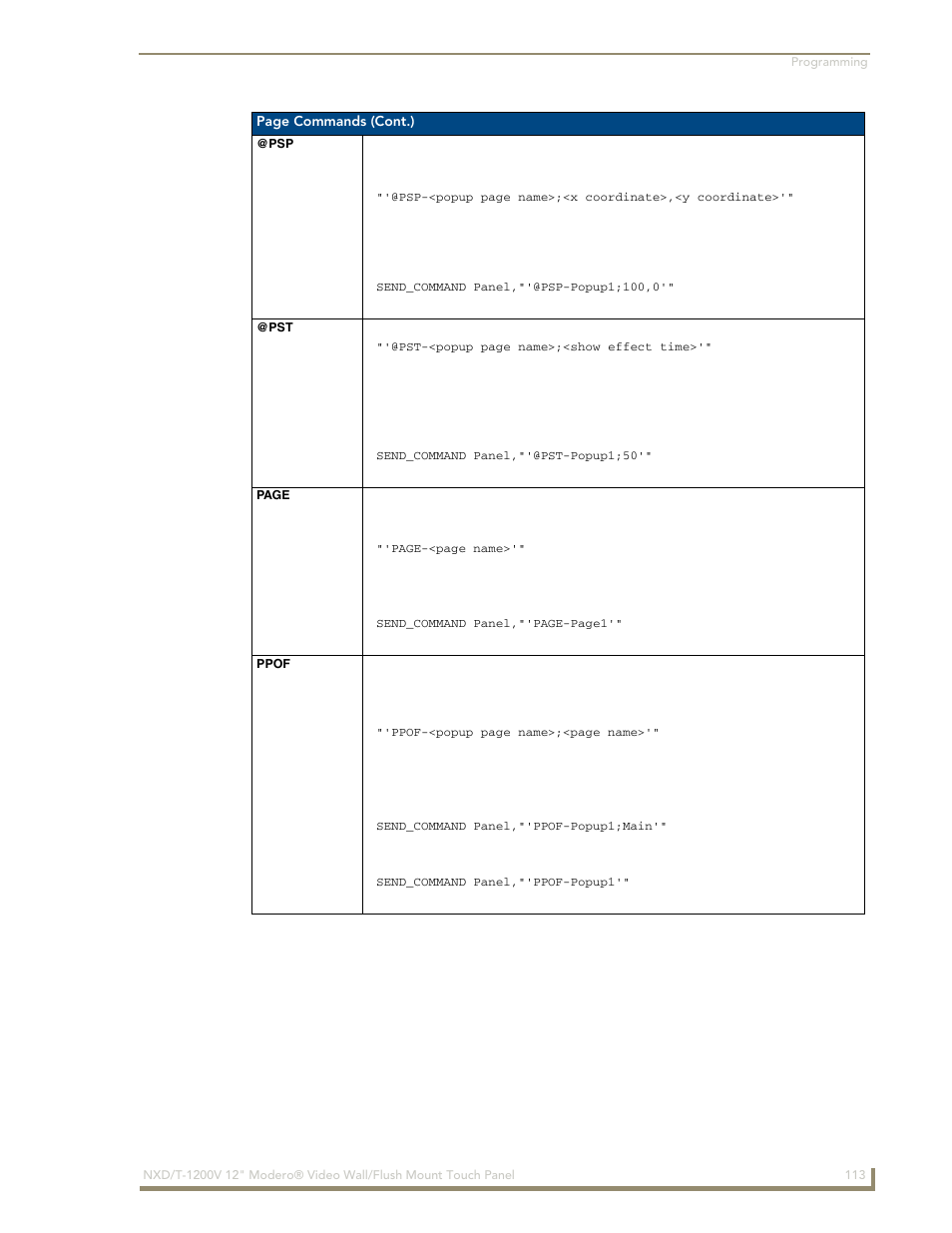 Ppof | AMX Modero NXT-1200V User Manual | Page 125 / 178