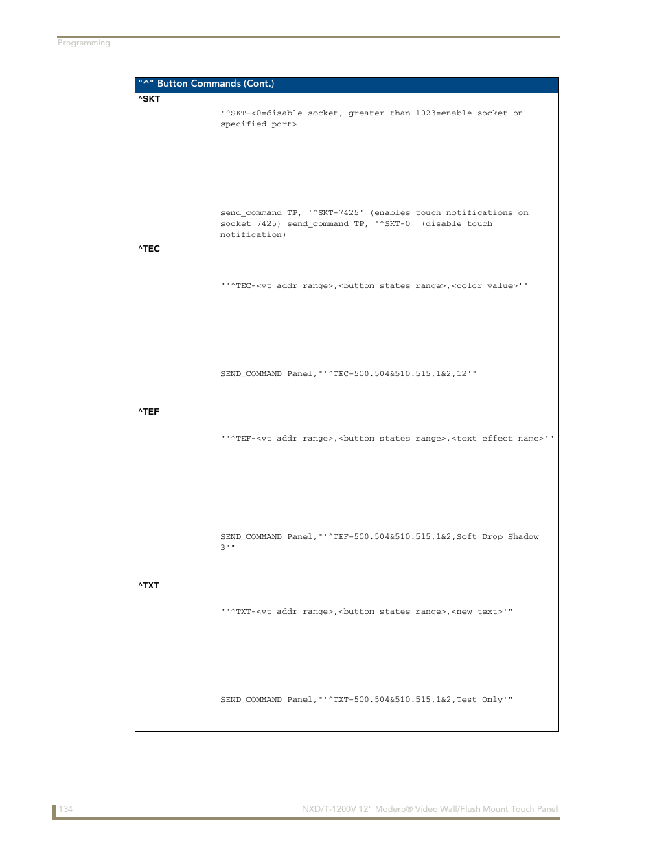 Skt ^tec ^tef ^txt | AMX Modero NXT-1200V User Manual | Page 146 / 178