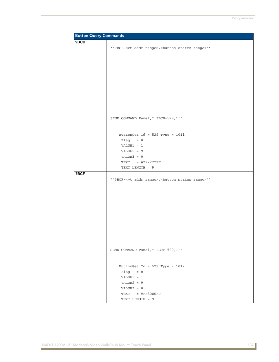 Bcb ?bcf | AMX Modero NXT-1200V User Manual | Page 149 / 178