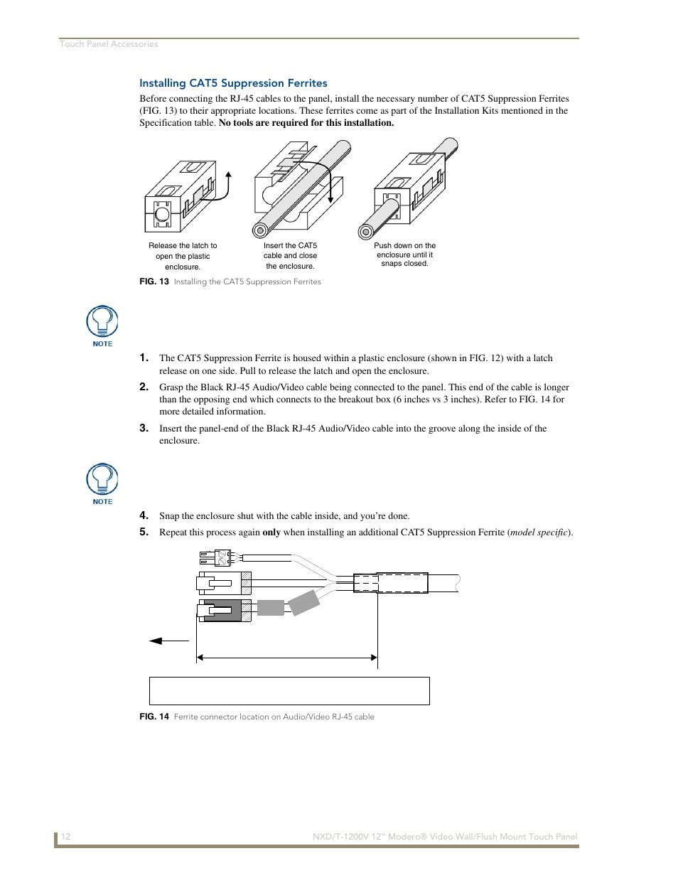 Installing cat5 suppression ferrites | AMX Modero NXT-1200V User Manual | Page 24 / 178